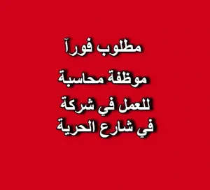 مطلوب موظفة محاسبة للعمل لدى شركة
