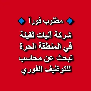 مطلوب محاسب ومحلل بيانات وإقرارات ضريبية للعمل في شركة آليات ثقيلة
