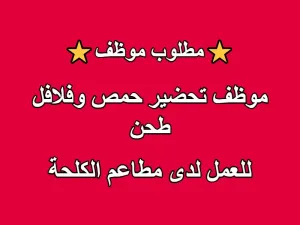 مطلوب موظف تحضير حمص وفلافل طحن