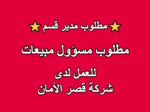 مطلوب مسؤول مبيعات
