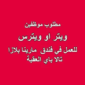 مطلوب  ويتر أو ويترس للعمل في فندق  مارينا بلازا – تالا باي - العقبة