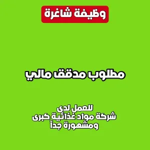 مطلوب مدقق مالي للعمل لدى شركة للمواد الغذائية