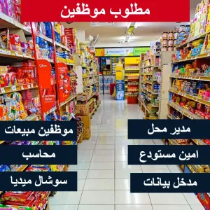 مدير محل وموظفين مبيعات ومدخل بيانات ومحاسب وامين مستودع وسوشال ميديا