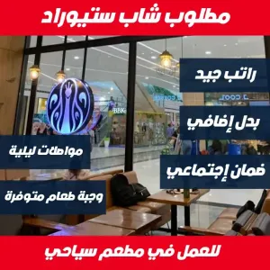 مطلوب شاب ستيوارد للعمل في مطعم سياحي