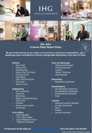 مطلوب موظفين فندق جميع التخصصات