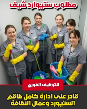 مطلوب شاب ستيوارد شف _ قادر على ادارة كامل طاقم الستيوراد و عمال النظافة