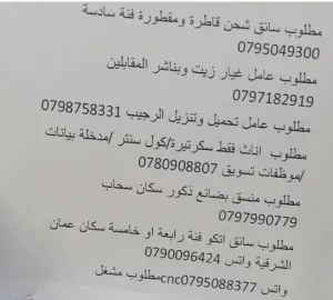 منسقين بضائع و وظائف أخرى