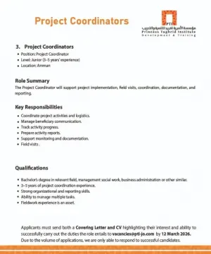 5وظائف في مؤسسة الاميرة تغريد