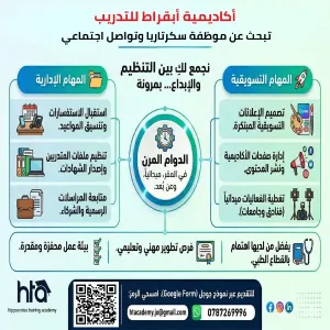 أعلنت أكاديمية ابقراط للتدريب في عمان عن حاجتها لتعيين سكرتيرة ومسوؤلة مواقع تواصل